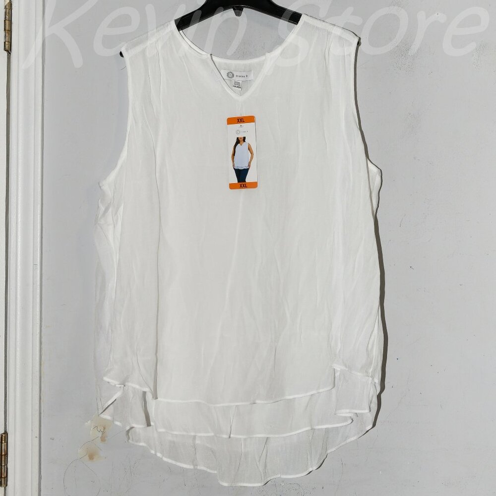Cristina B Ladies' Sleeveless Blouse‎ Double layer tunic Hi-low hem